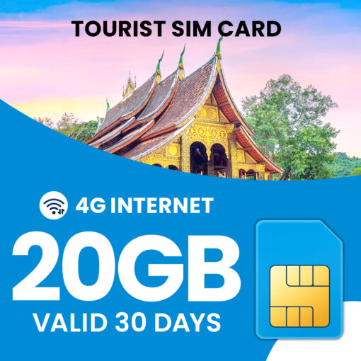 SIM de Laos con 20 GB de datos válida 30 días: activación instantánea en la red Unitel