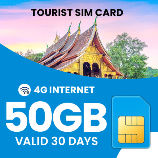 Laos SIM 50 GB 30 días – tarjeta SIM física prepago